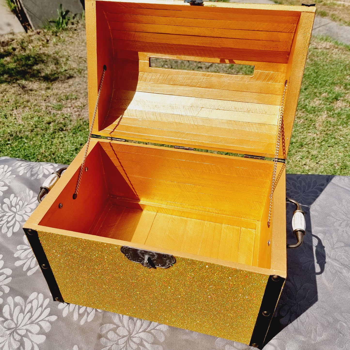Gold Glittered Wedding Wishing Well Chest