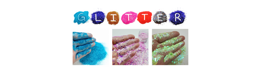 Glitter size guide from ultra fine to chunky sizes