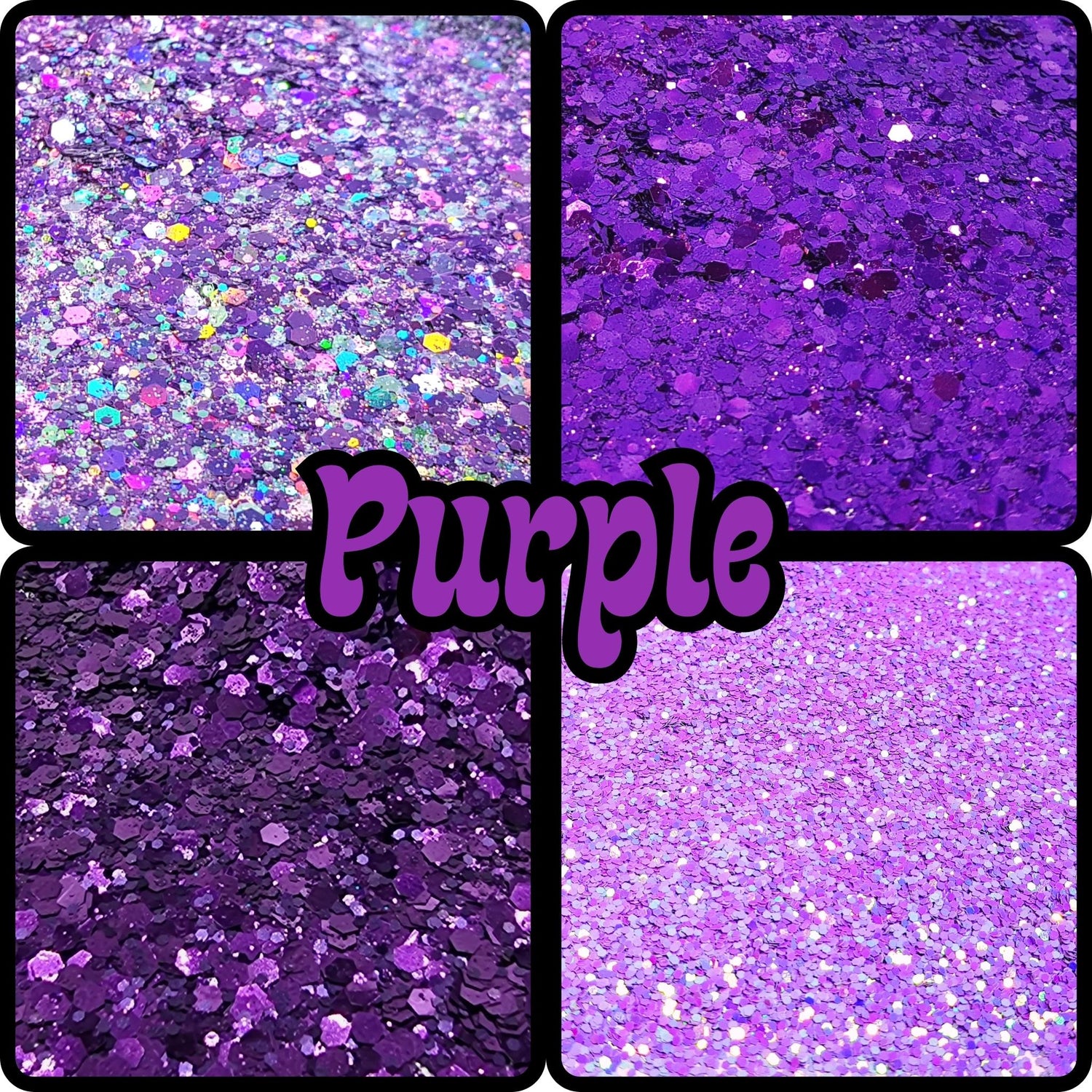 Purple glitter in all shapes and sizes! Play with fine and chunky purple mixes, colour changing and iridescent sparkles, matte purple glitter, purple tinsel and flakes, purple biodegradable glitter, fluro and holographic must-haves!