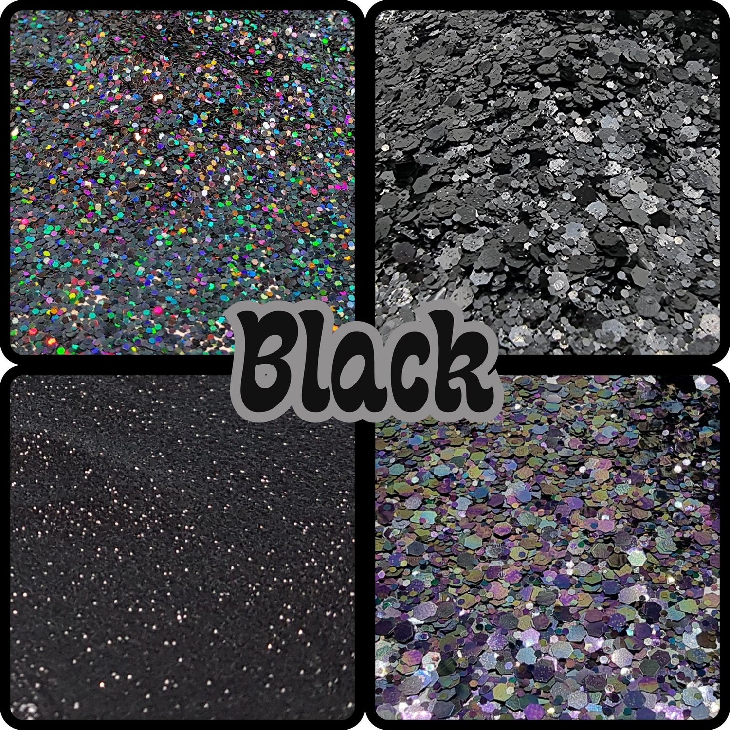 Step up your sparkle game with all the blackest glitters--from fine powder to chunky mixes, color-changing black, biodegradable black, and holographic black glitter! (And don't forget the black tinsel!)