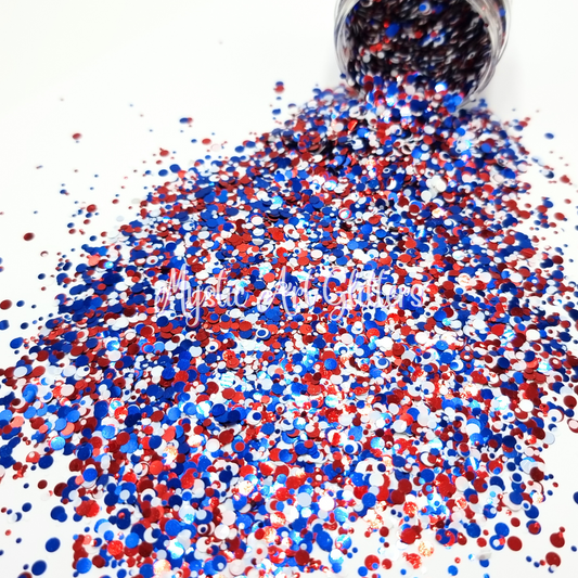 Rejoice glitter red blue and white glitter