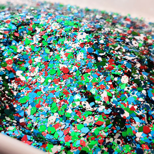 Good Times is a mixed shape, size and colour glitter.