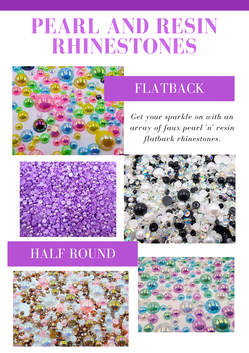 11 Bags or Jars - Pearl & Resin Rhinestone Bundle