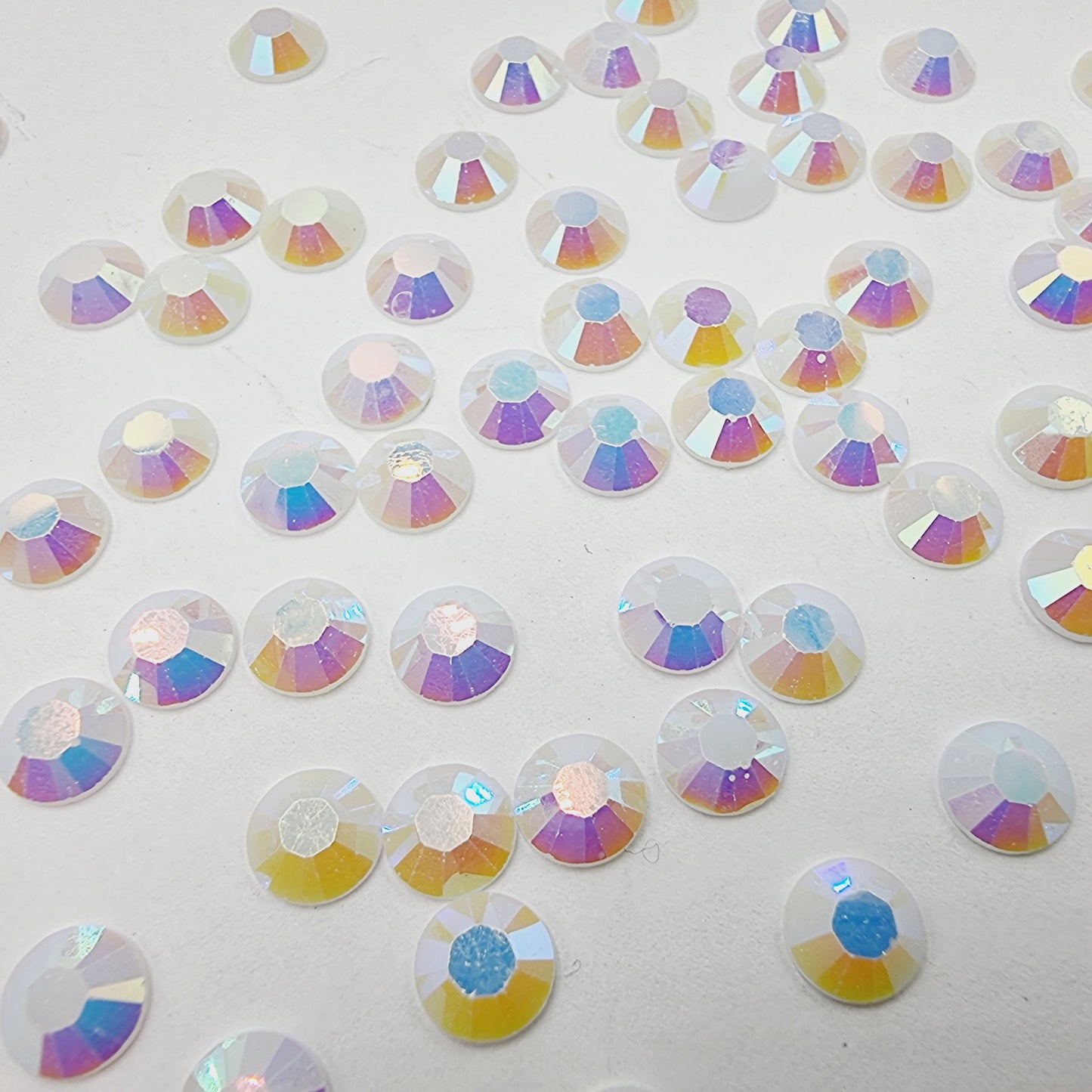 White Jelly AB Resin Rhinestones Flatback