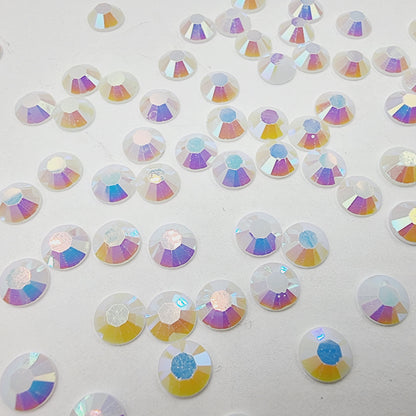 White Jelly AB Resin Rhinestones Flatback