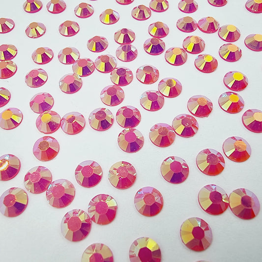 Pink Jelly AB Resin Rhinestones Flatback