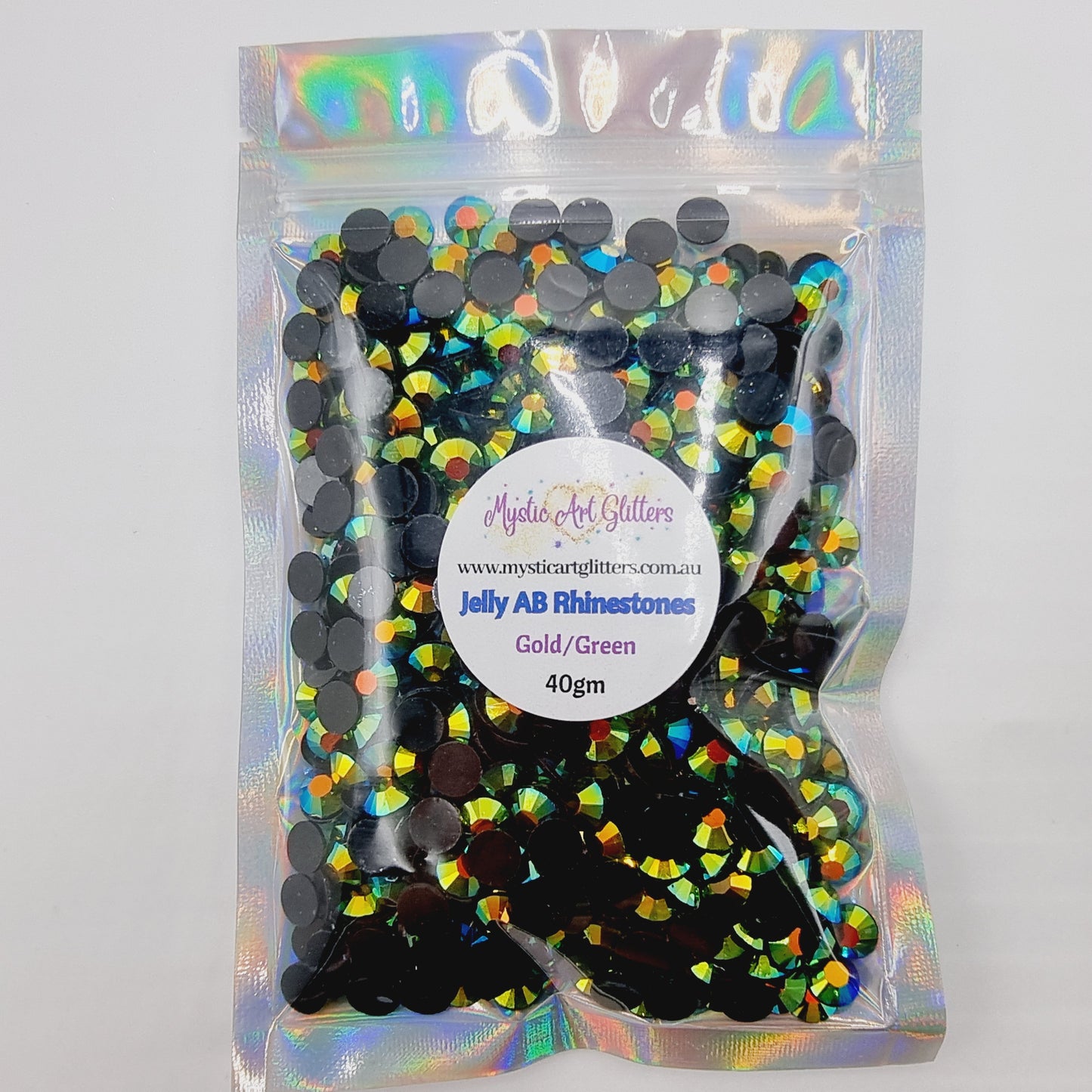 Gold/Green Jelly AB Resin Rhinestones Flatback