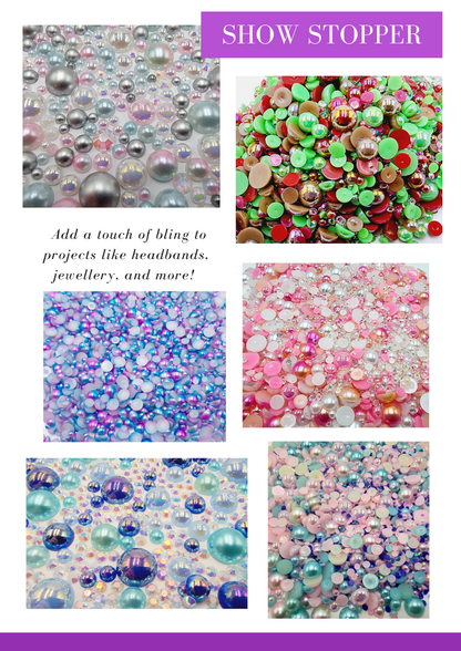 11 Bags or Jars - Pearl & Resin Rhinestone Bundle