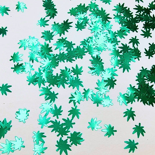 Green Marijuana Shaped Glitter (Weed or Cannabis Leaves)