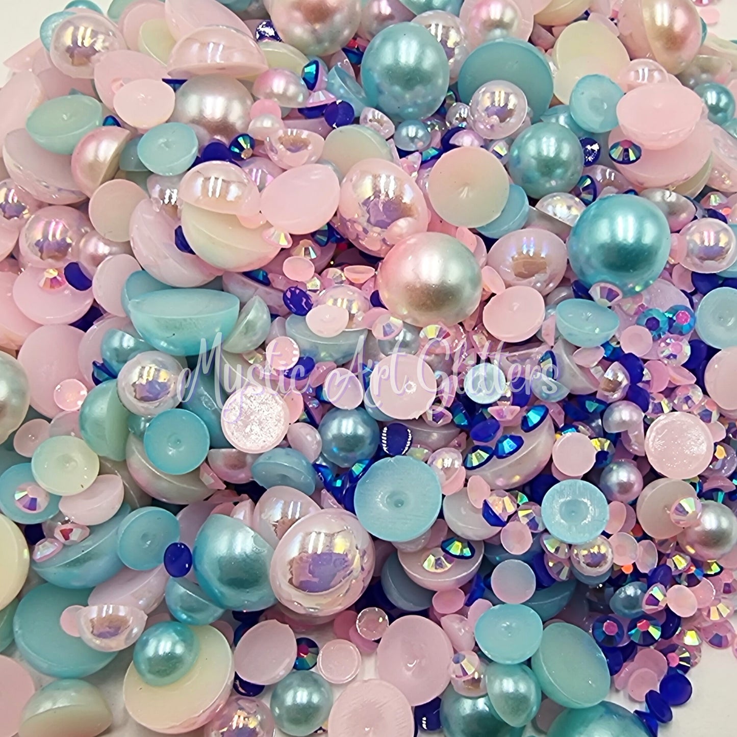 Pearl & Resin Rhinestones - Pink & Blue Mix