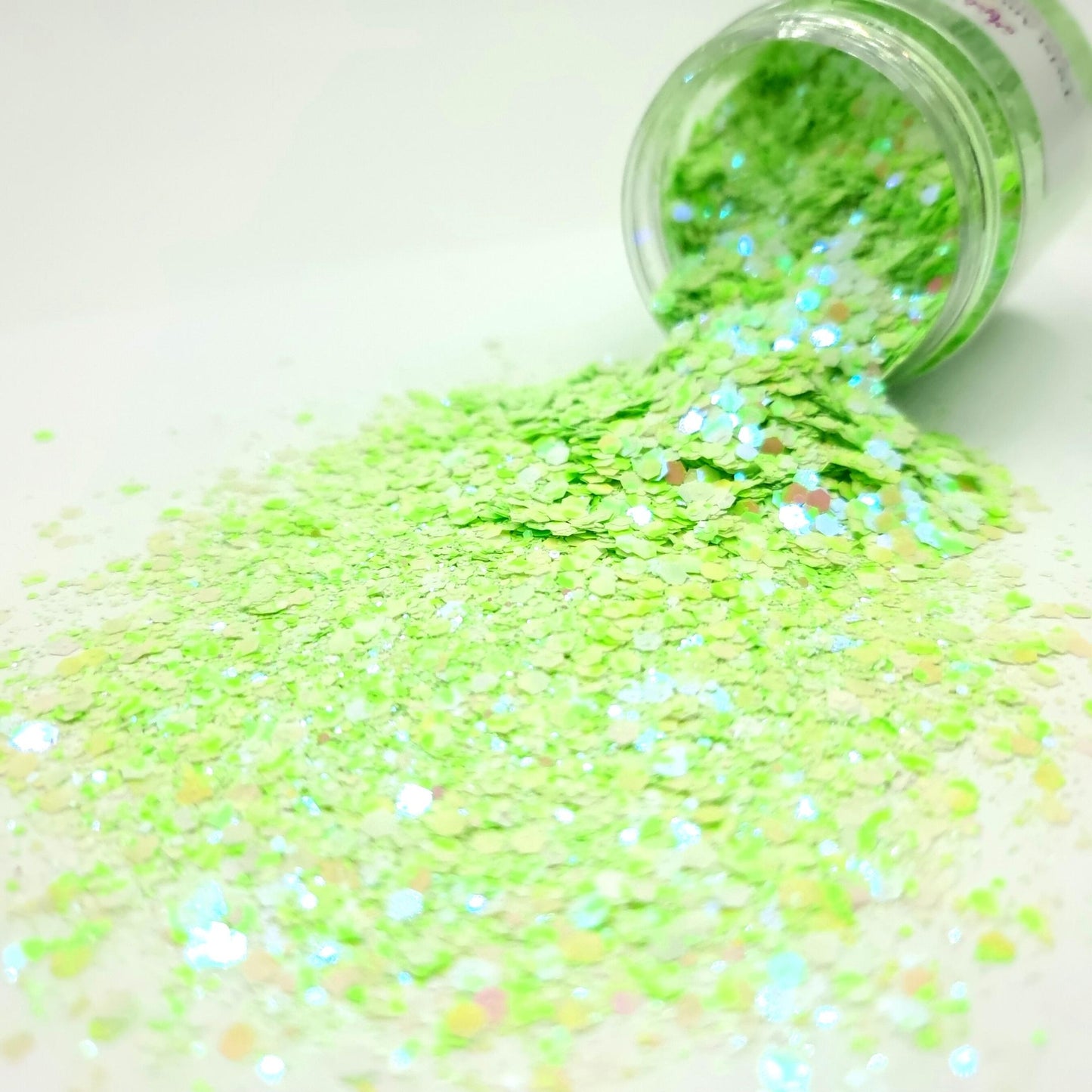 Twist and Shout is a mixed size opaque green glitter