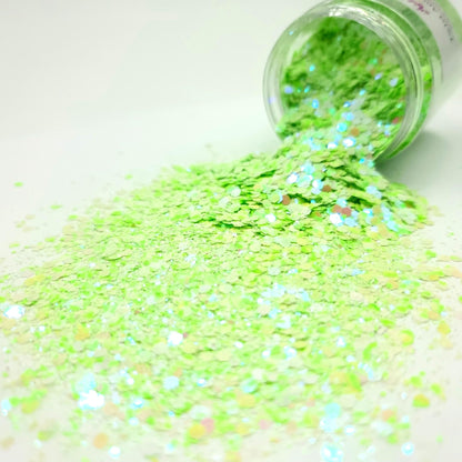 Twist and Shout is a mixed size opaque green glitter