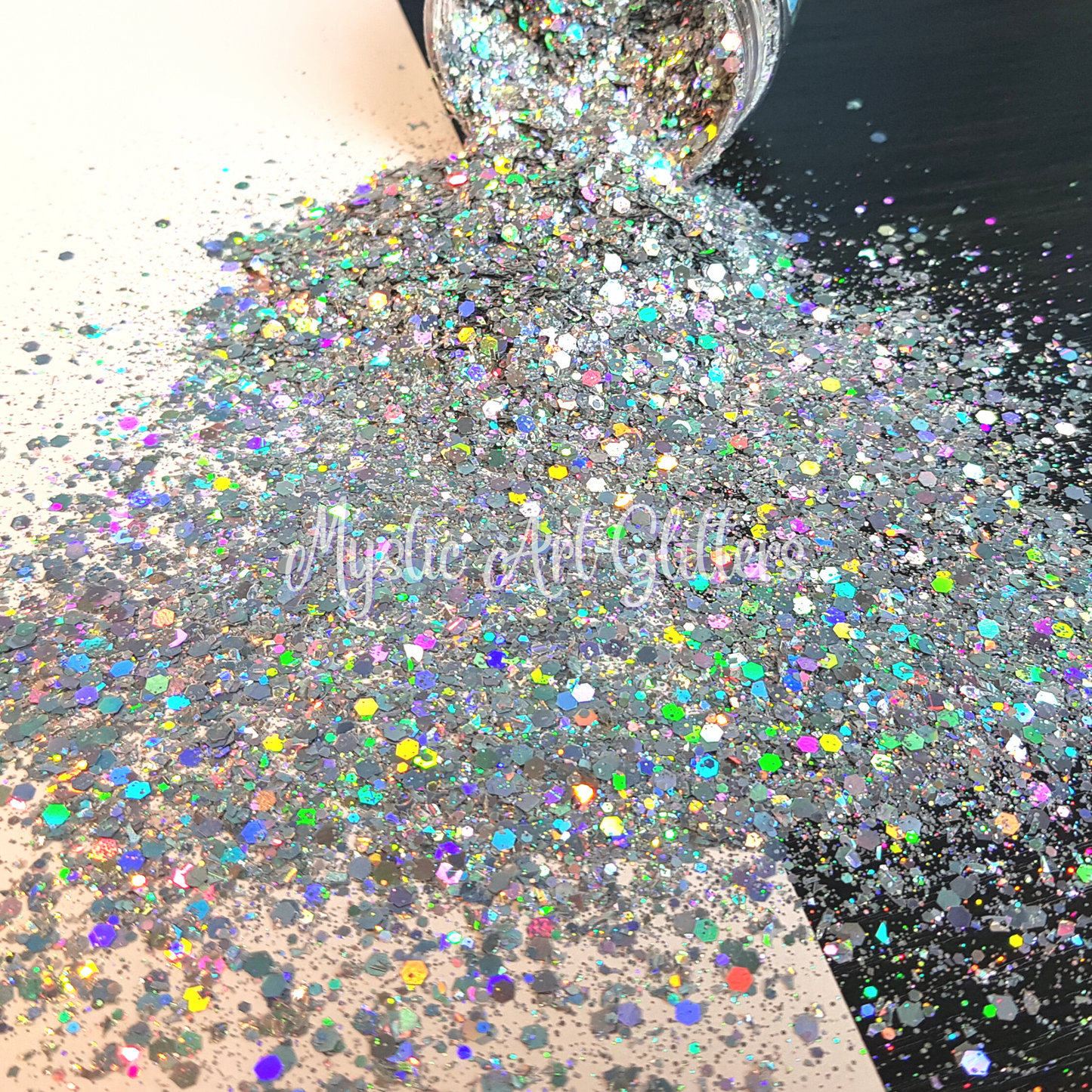 Silver shimmer holographic glitter mix