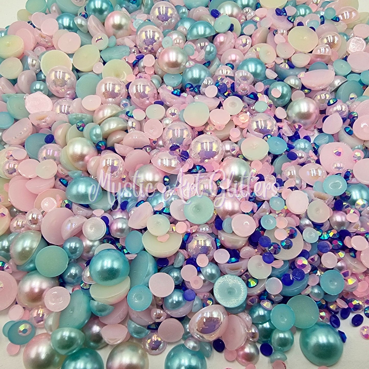 Pearl & Resin Rhinestones - Pink & Blue Mix