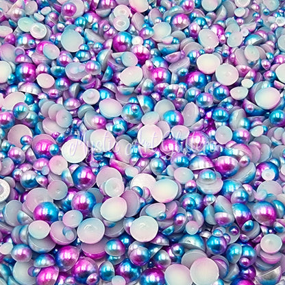 Pearl & Resin Rhinestones - Blue | Pink Split
