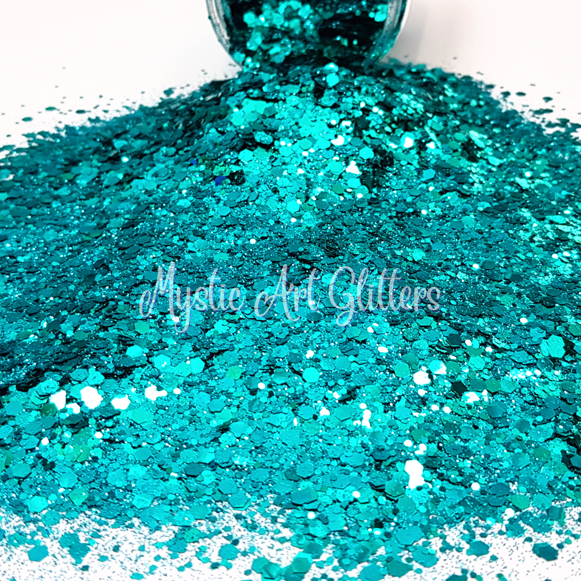 Bon Voyage is a teal turquoise aquamarine glitter
