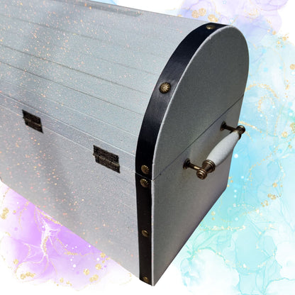 White Glittered Wedding Wishing Well Chest