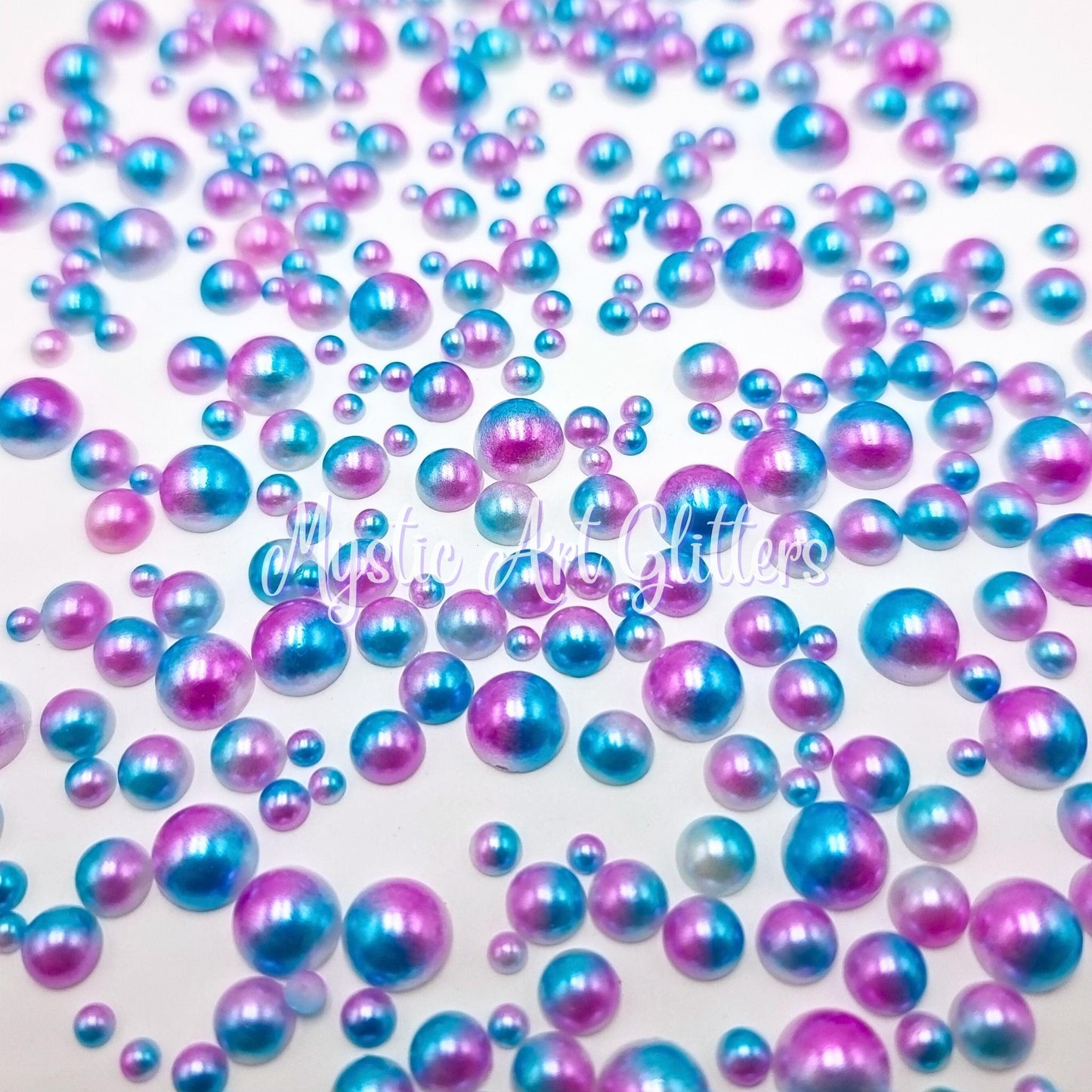 Pearl & Resin Rhinestones - Blue | Pink Split