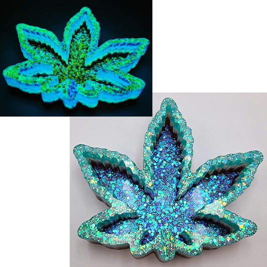 Glow In The Dark Resin Marijuana Leaf Ashtray