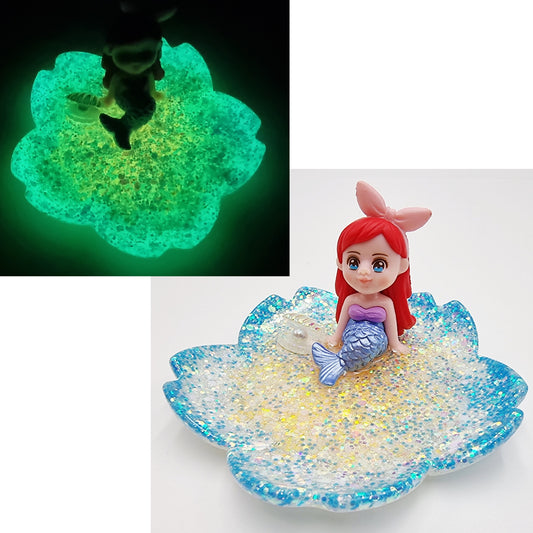 Glow In The Dark Resin Mermaid on Lily Pad