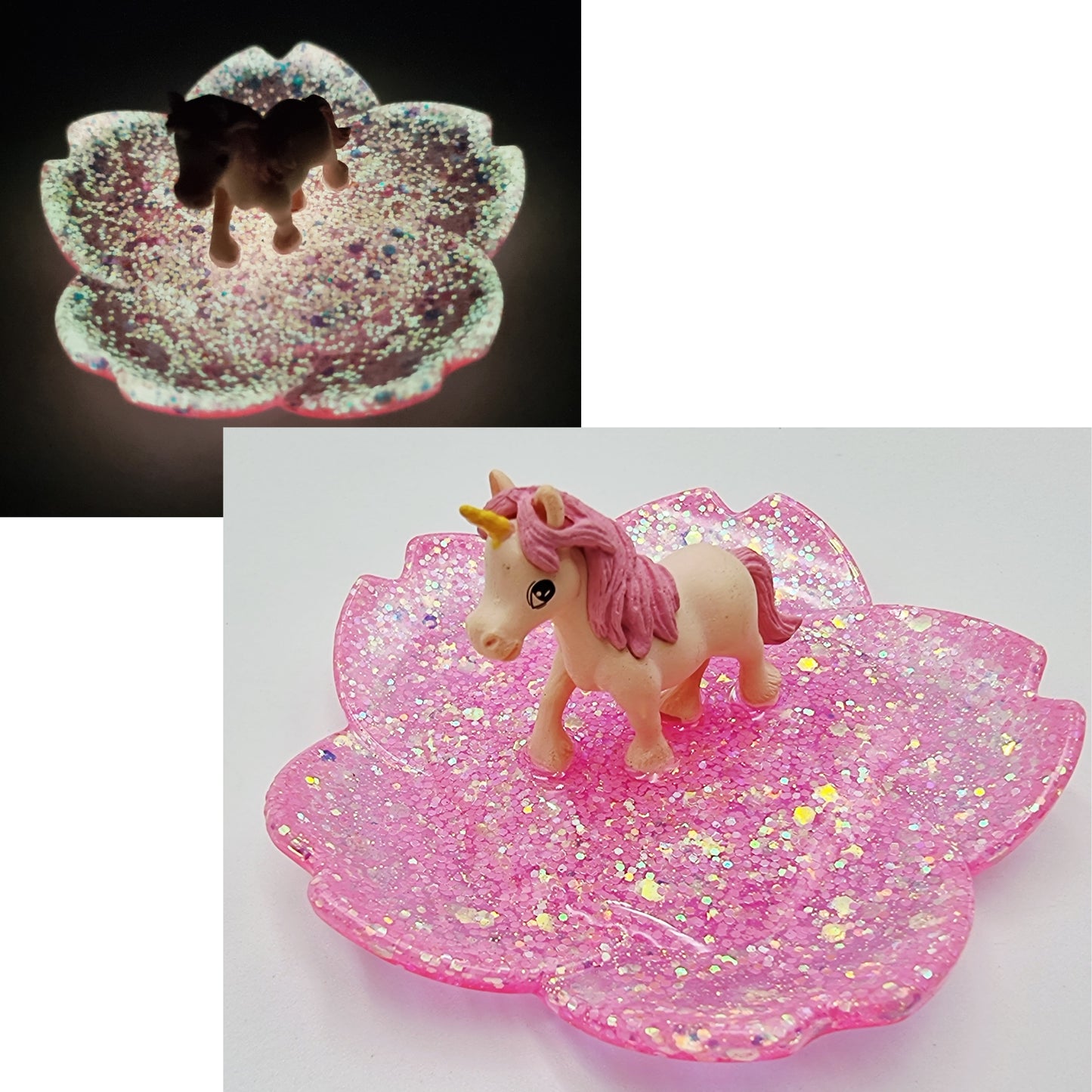Glow In The Dark Resin Pony on Flower Dish