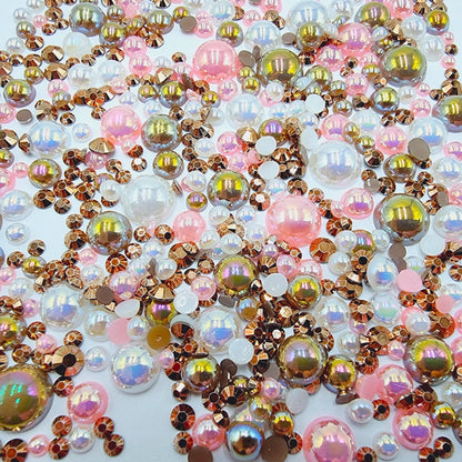 11 Bags or Jars - Pearl & Resin Rhinestone Bundle