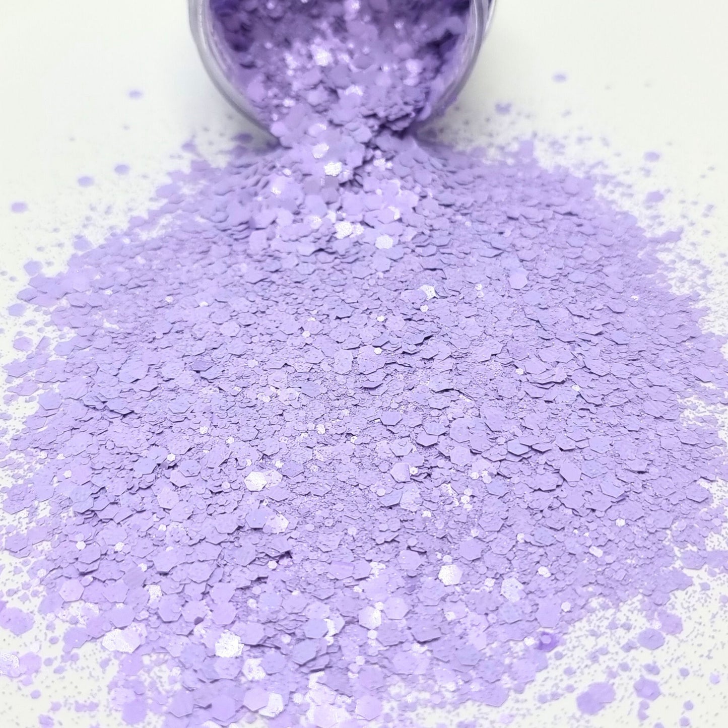 Mauvelous is a purple mixed size hex chunky glitter. 