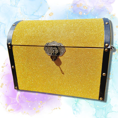 Gold Glittered Wedding Wishing Well Chest