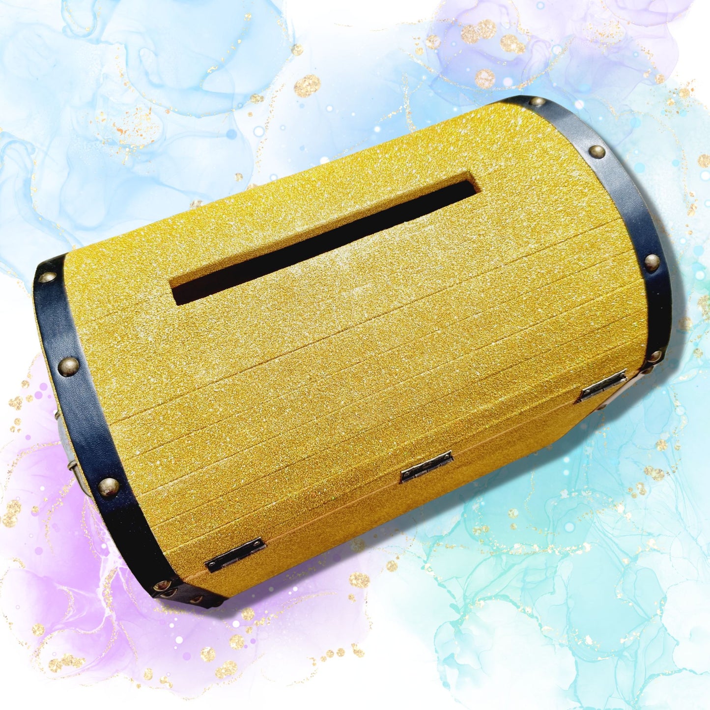 Gold Glittered Wedding Wishing Well Chest