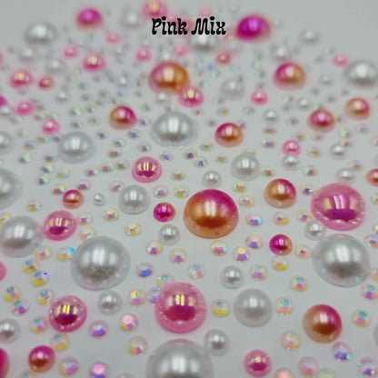 Pearl & Resin Rhinestones - Pink Mix