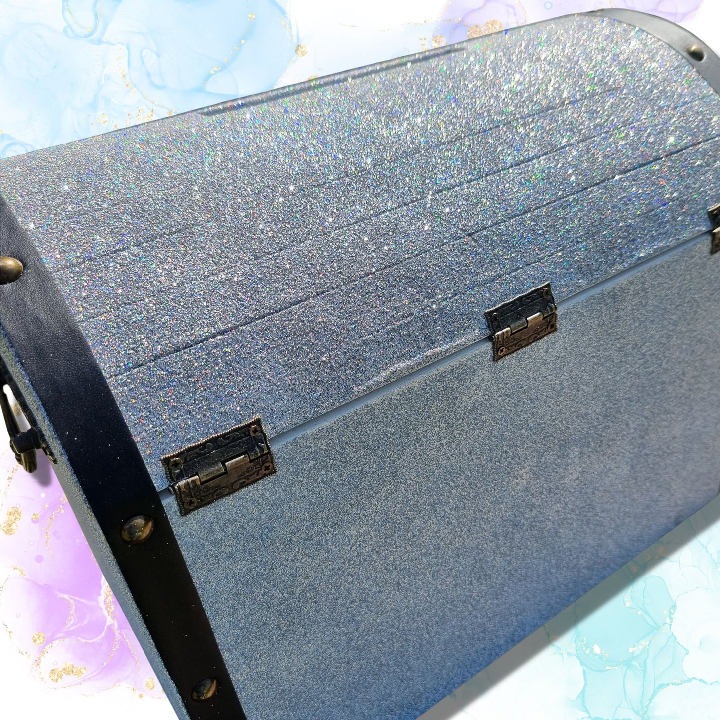 Silver Glittered Wedding Wishing Well - Chest