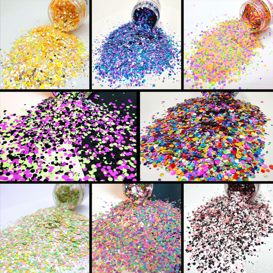 Multicoloured Circle or Round Shaped Glitter Bundle
