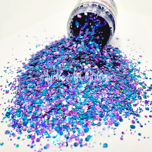 Hydrangea round blue and purple glitter