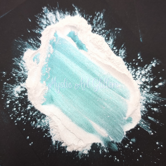 Interference Mica Powder White to Teal 14gm - Mystic Art Glitters