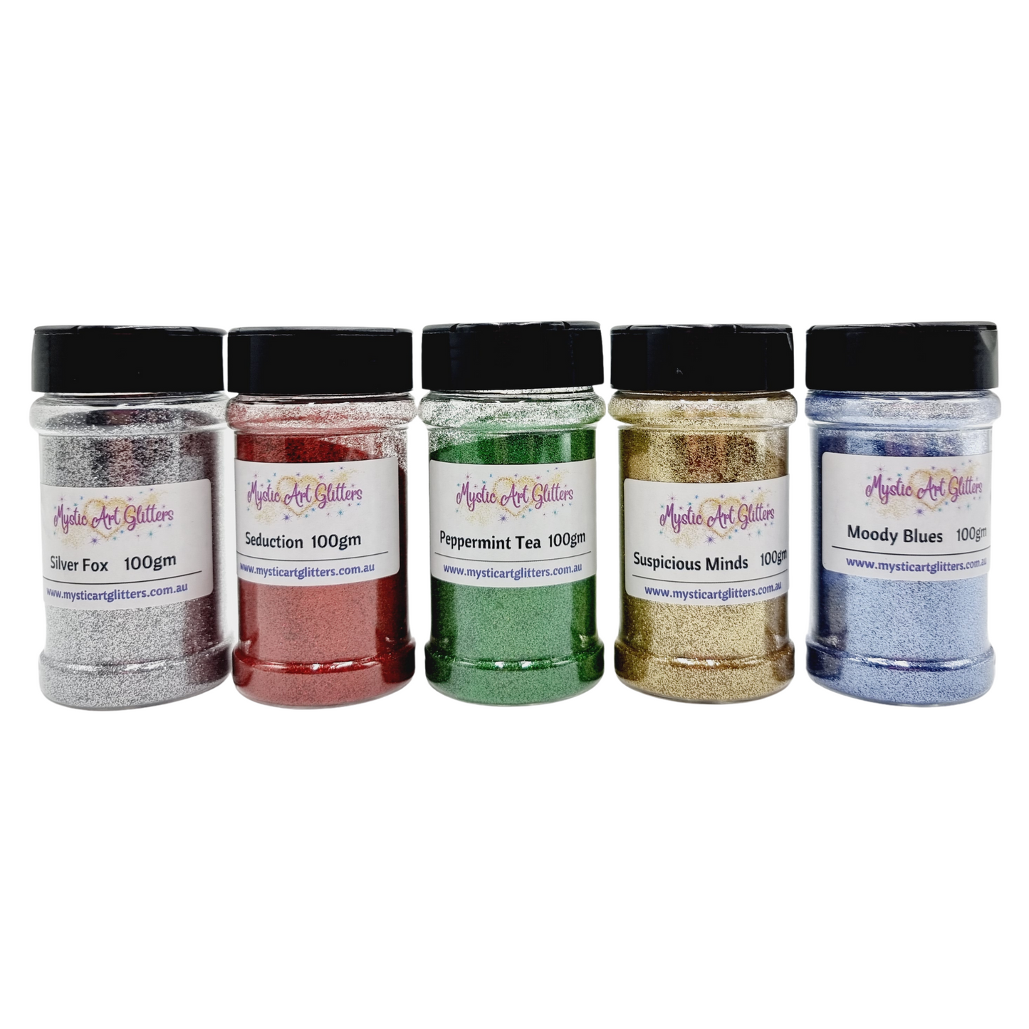 100gm Shaker Jars Ultra Fine Glitter Bundle - Mystic Art Glitters