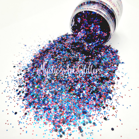 Pinocchio red and blue glitter