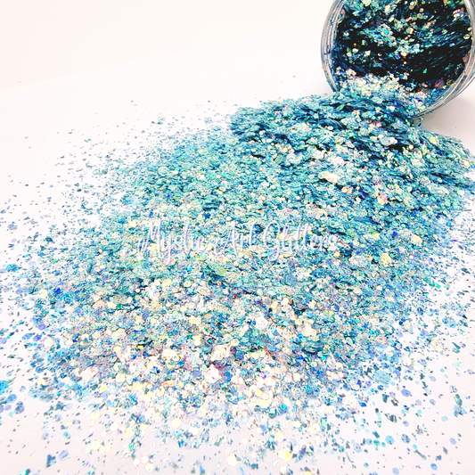 Ominous blue iridescent glitter