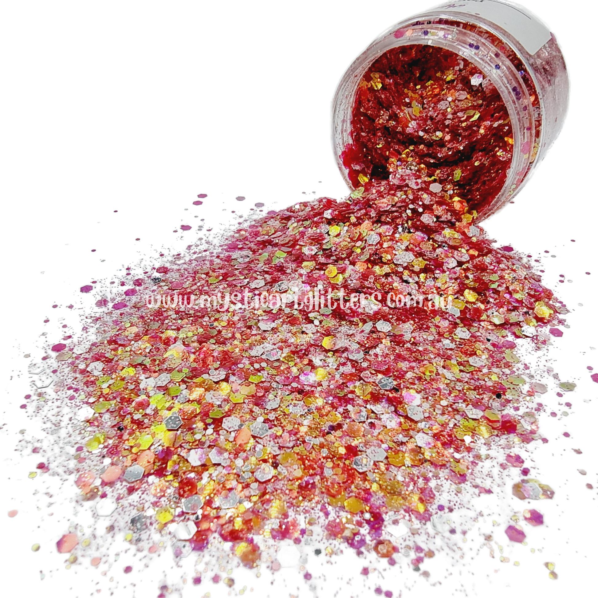 Poppy Red and yellow glitter mix