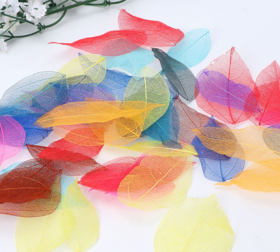 Coloured Skeleton Leaves Small x 50 - Mystic Art Glitters