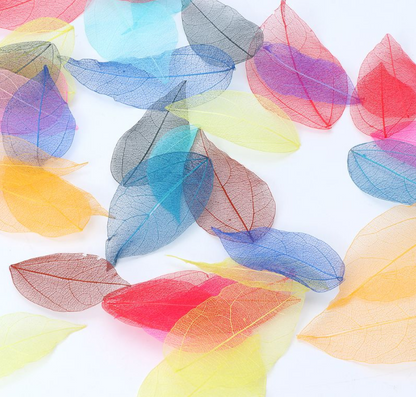 Coloured Skeleton Leaves Small x 50 - Mystic Art Glitters