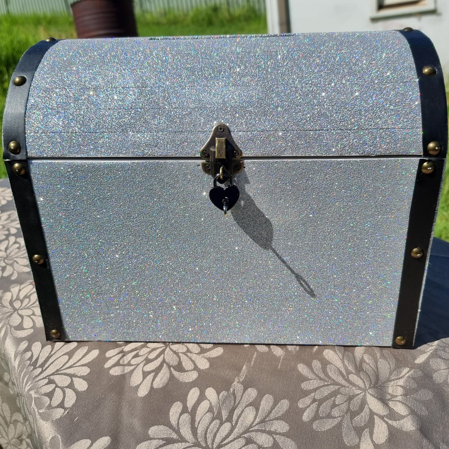 Silver Glittered Wedding Wishing Well - Chest - Mystic Art Glitters