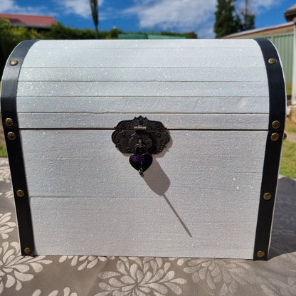 White Glittered Wedding Wishing Well Chest
