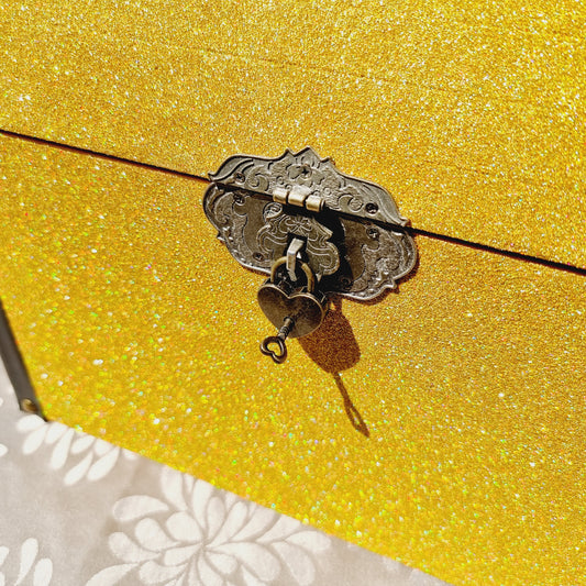 Gold Glittered Wedding Wishing Well Chest