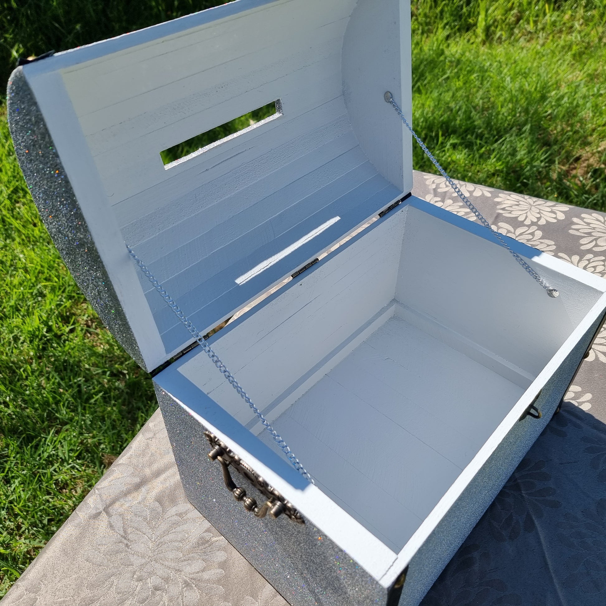 Silver Glittered Wedding Wishing Well - Chest - Mystic Art Glitters