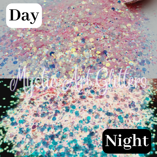 Iridescent Glow in the Dark Glitter Chunky Glitter – Overtime Glitter