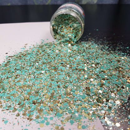 Prince Charming Green and Gold glitter
